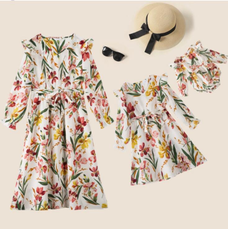 White Summer Floral Print Midi Dress MD