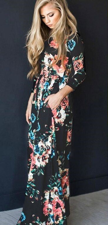 Long Summer Floral Print Maxi Dress
