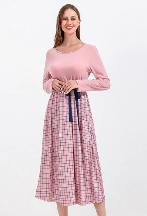 Pink Waist Tie Up Midi Dress MD