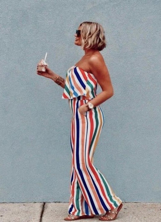 Multi Colour Off Shoulder Jumpsuit