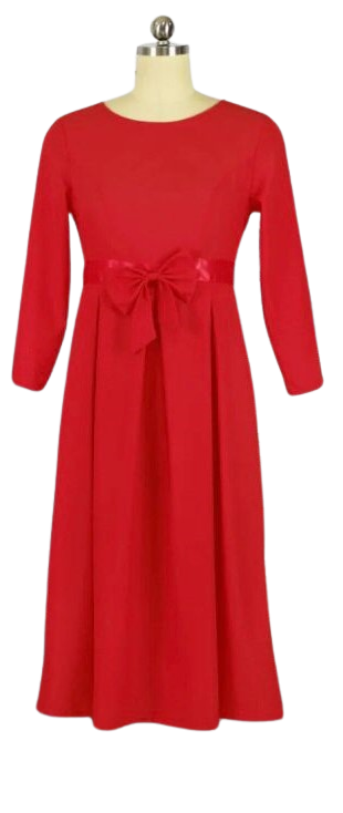 Velvet Bow Midi Dress W