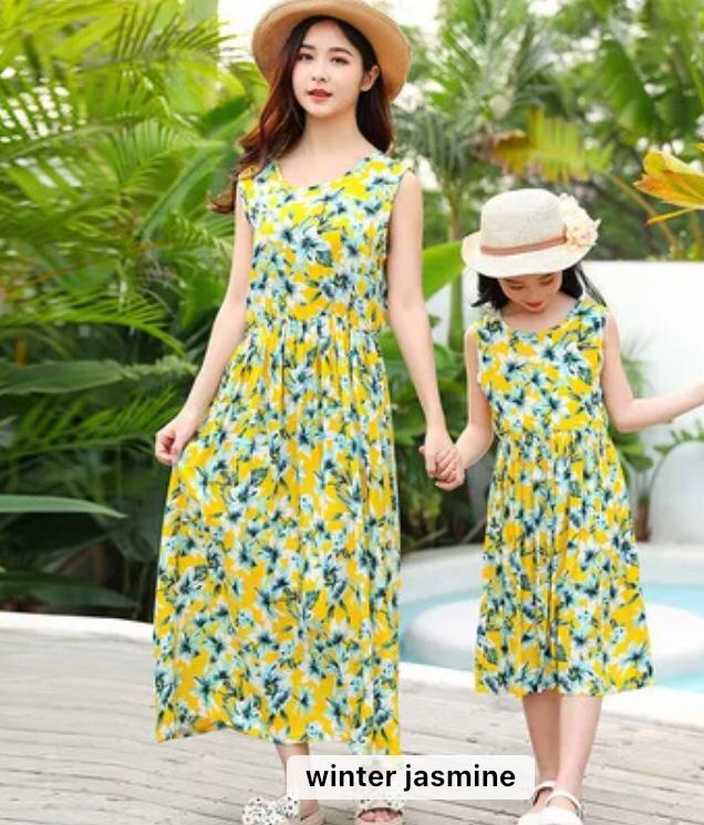 White Yellow Jasmine Flowers Print Midi Dress
