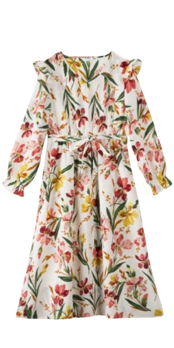 White Summer Floral Print Midi Dress W