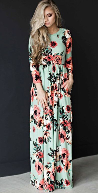 Long Summer Floral Print Maxi Dress