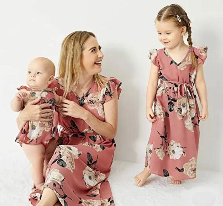 Floral Ruffle Sleeved Midi Dress MD