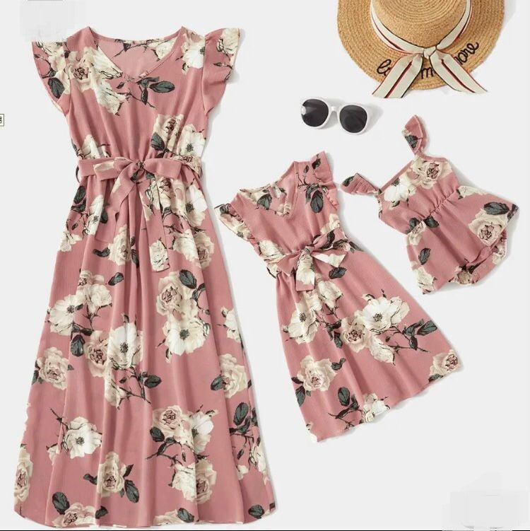 Floral Ruffle Sleeved Midi Dress MD