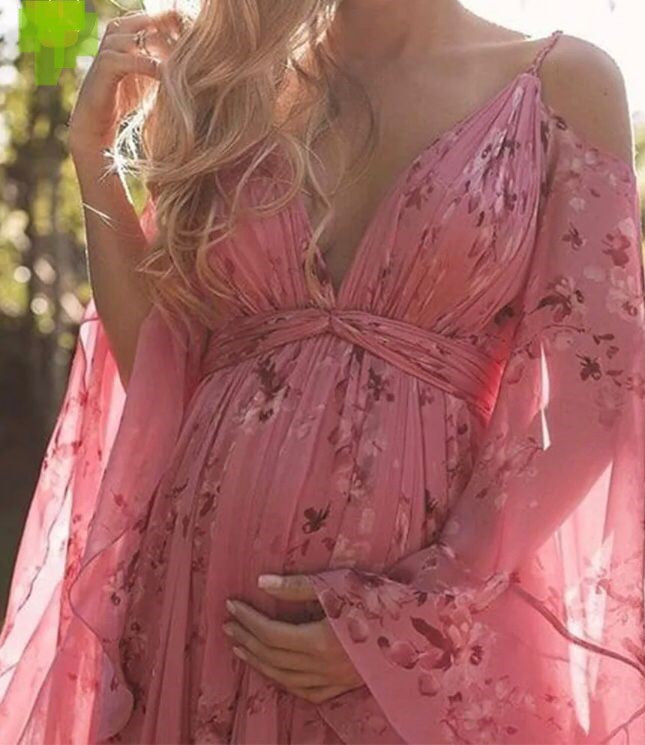 Sexy Deep Vneck Tulle Long Maternity Gown
