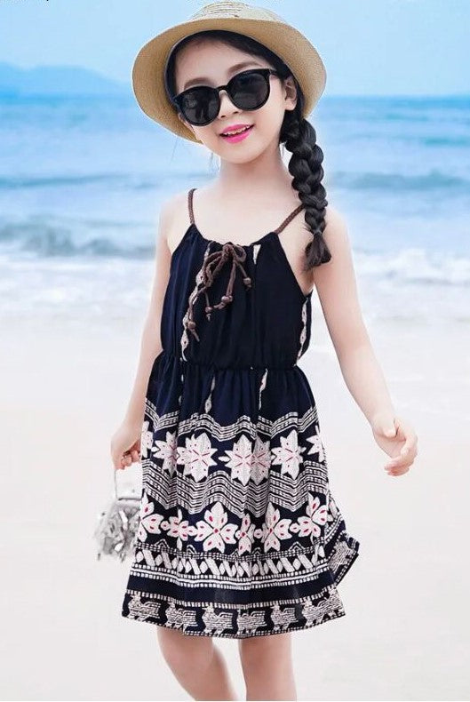 Black and White String Tie Up Dress