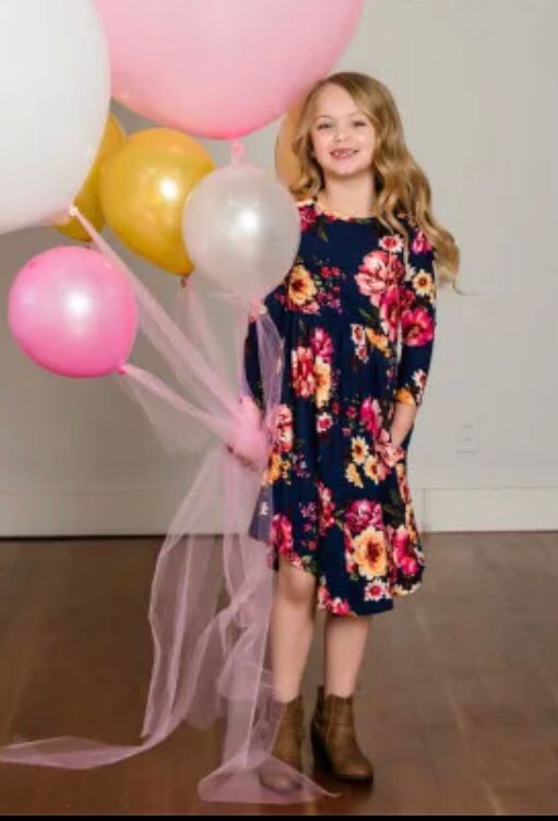 Navy Blue Floral Printed Midi Dress