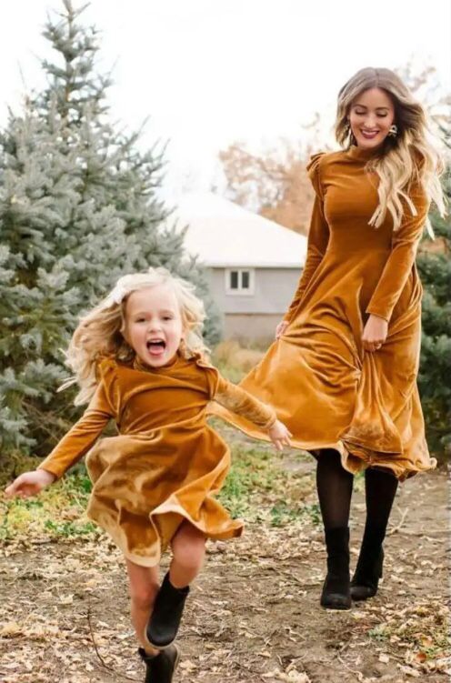 Fleece Long Sleeve Floral Midi Dress